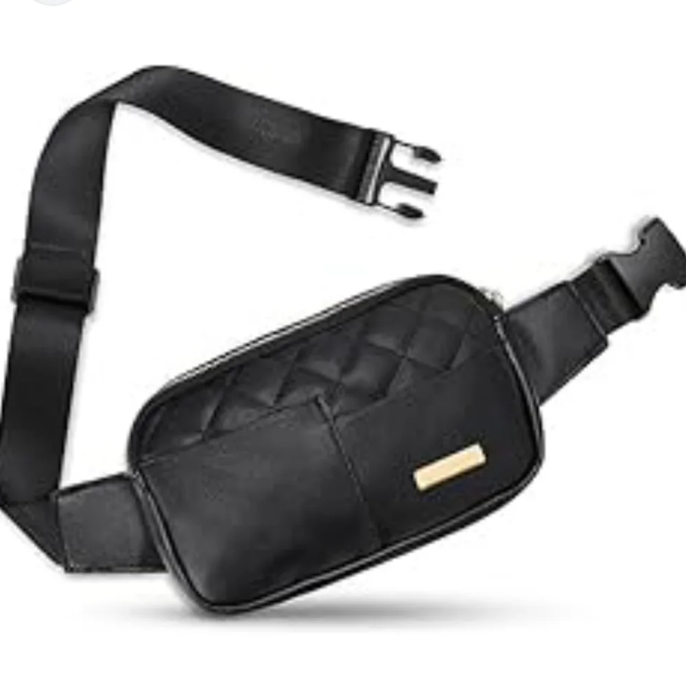 NWT women's black faux leather belt bag